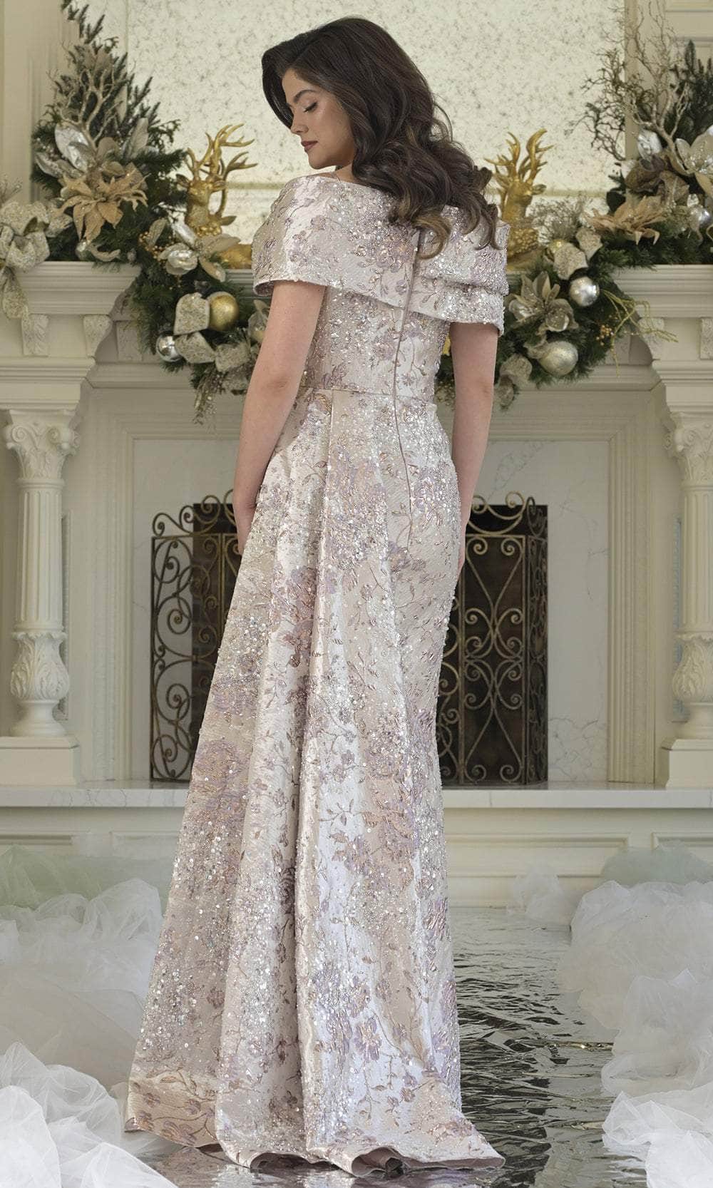 Rina Di Montella RD3306 - Off Shoulder Floral Beaded Gown Mother of the Bride Dresses