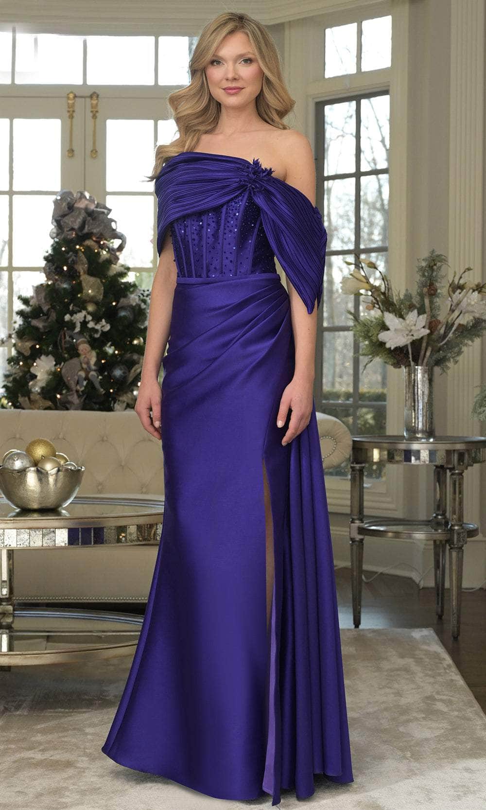Rina di Montella RD3309-1 - Pleated Draped Sleeve Formal Gown Mother of the Bride Dresses