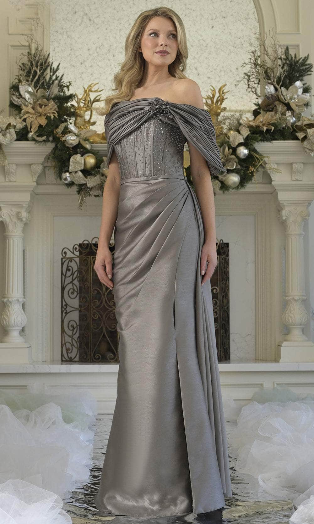 Rina di Montella RD3309-1 - Pleated Draped Sleeve Formal Gown Mother of the Bride Dresses