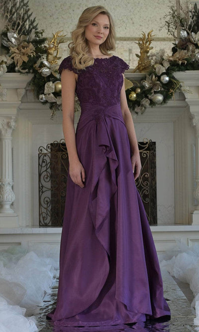 Rina di Montella RD3327-1 - Pleated Waistband A-line Formal Gown Formal Gowns