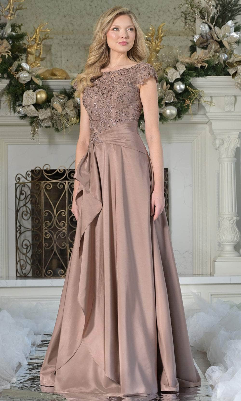 Rina di Montella RD3327-1 - Pleated Waistband A-line Formal Gown Formal Gowns