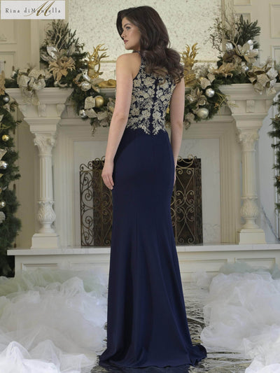 Rina Di Montella RD3345 - Halter Sheath Evening Gown Mother of the Bride Dresses