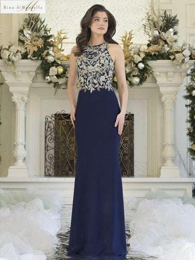 Rina Di Montella RD3345 - Halter Sheath Evening Gown Mother of the Bride Dresses