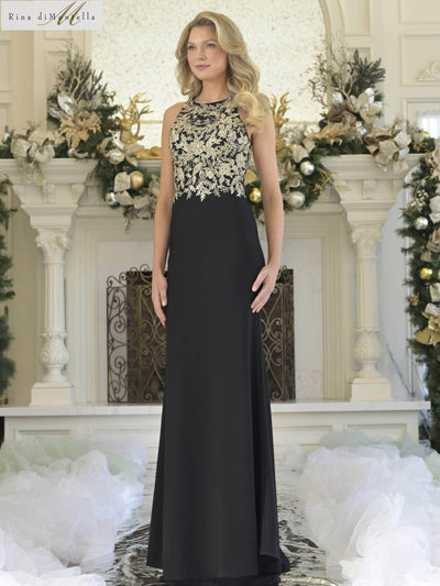 Rina Di Montella RD3345 - Halter Sheath Evening Gown Mother of the Bride Dresses