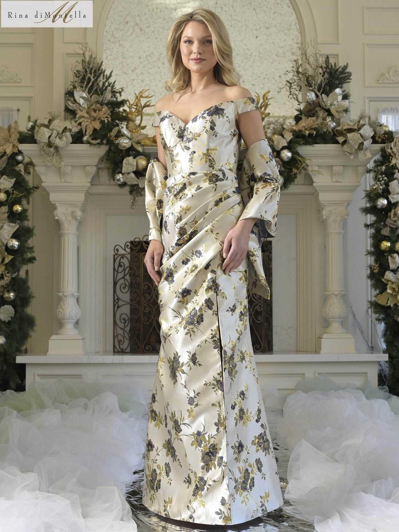 Rina Di Montella RD3350 - Sweetheart Floral Print Gown Evening Dresses