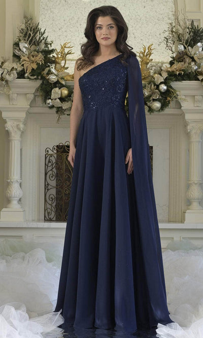 Rina di Montella RD3354-1 - Asymmetric A-line Gown with Embroidery Formal Gowns