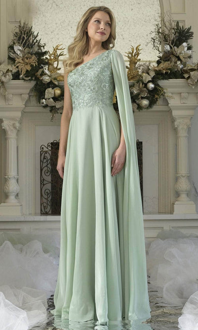 Rina di Montella RD3354-1 - Asymmetric A-line Gown with Embroidery Formal Gowns