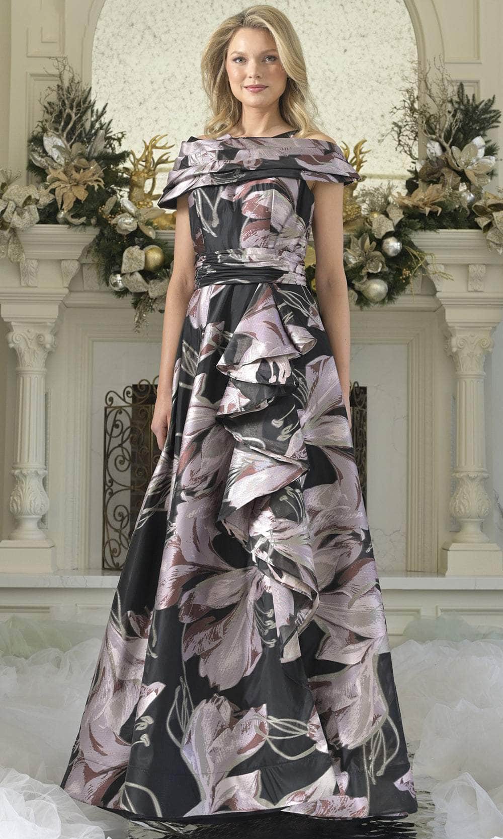 Rina di Montella RD3361-1 - Cascading Ruffle A-line Evening Dress Formal Gowns
