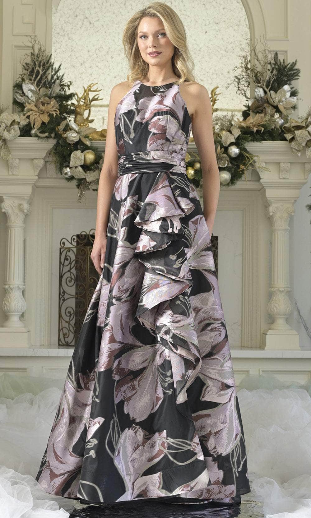 Rina di Montella RD3361-1 - Cascading Ruffle A-line Evening Dress Formal Gowns