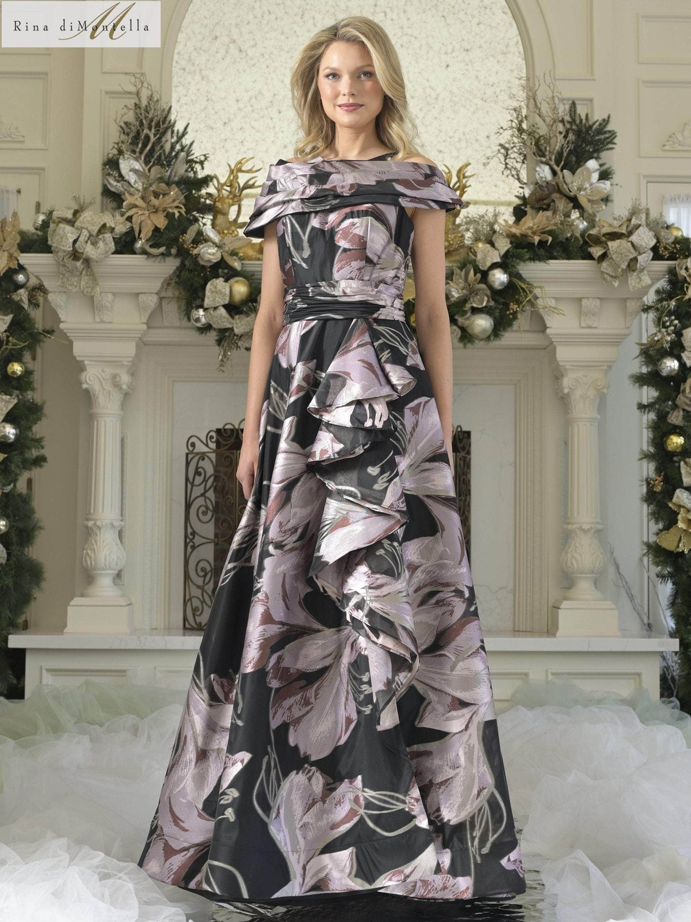 Rina Di Montella RD3361 - Sleeveless A-line Print Gown Mother-of-the-Bride-Dress