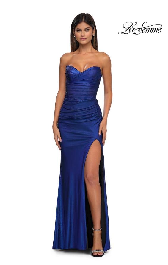 La Femme 32946 - Metallic Net Jersey Prom Gown