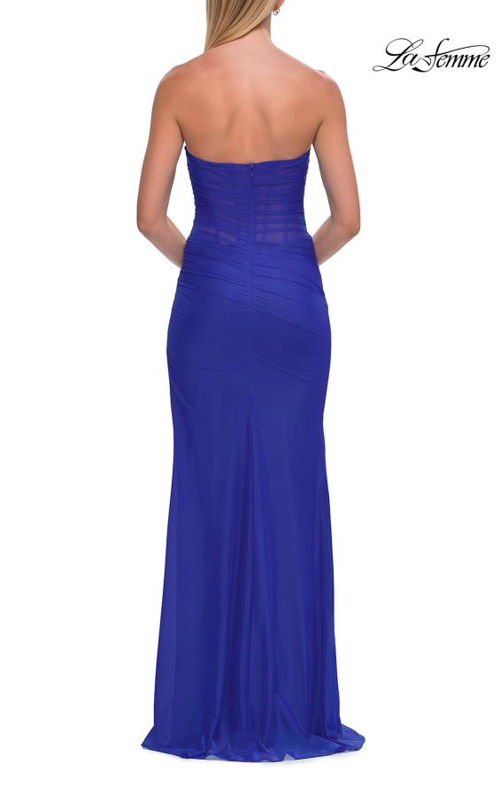 La Femme 33445 - Ruched Detail Net Jersey Prom Dress