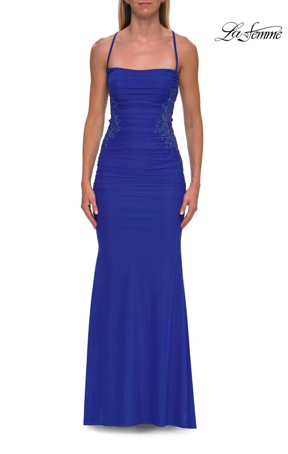 La Femme 33678 - Beaded Side Detail Long Sheath Gown Prom Dresses