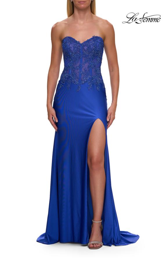 La Femme 33398 - Sweetheart Illusion Corset Prom Dress