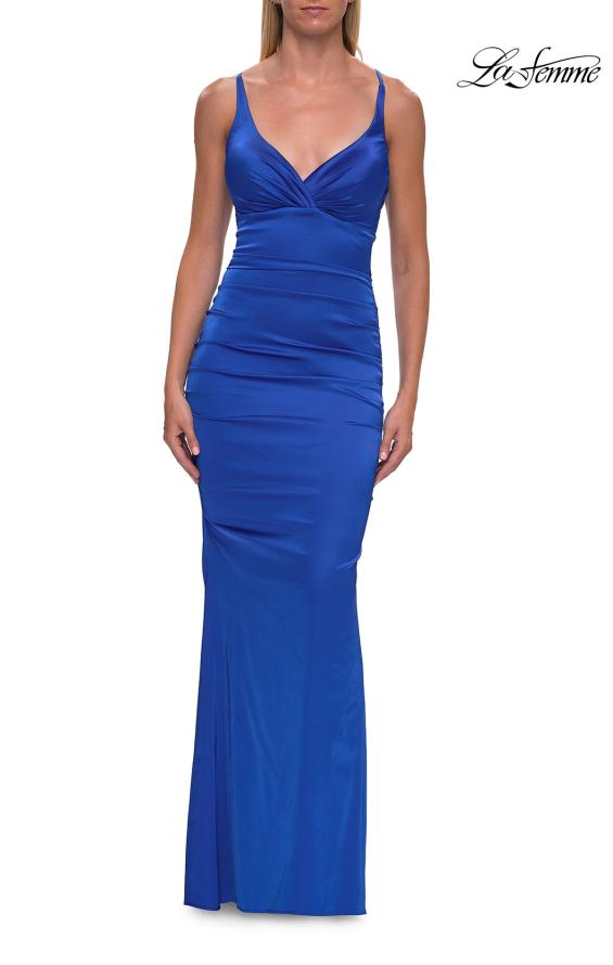 La Femme 33611 - V-Neckline Long Fitted Gown