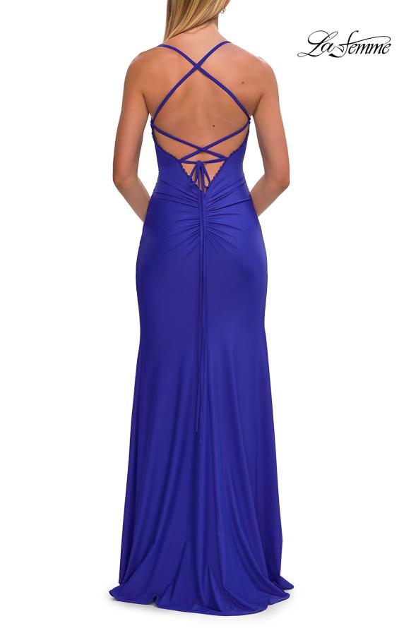 La Femme 33361 - High Slit Sweetheart Gown with Lace Trim
