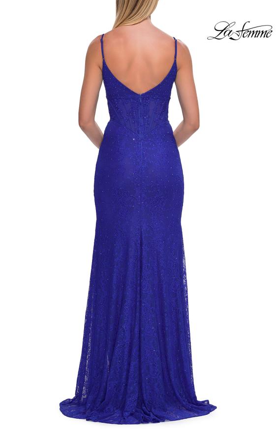 La Femme 33442 - Scoop Back Lace Sheath Gown