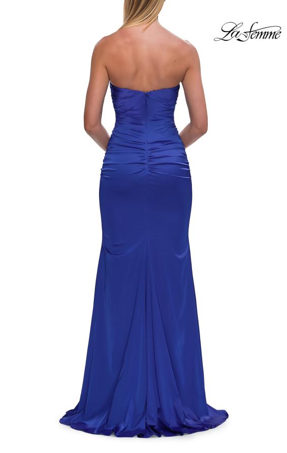 La Femme 33531 - Ruched Detail Sheath Satin Gown