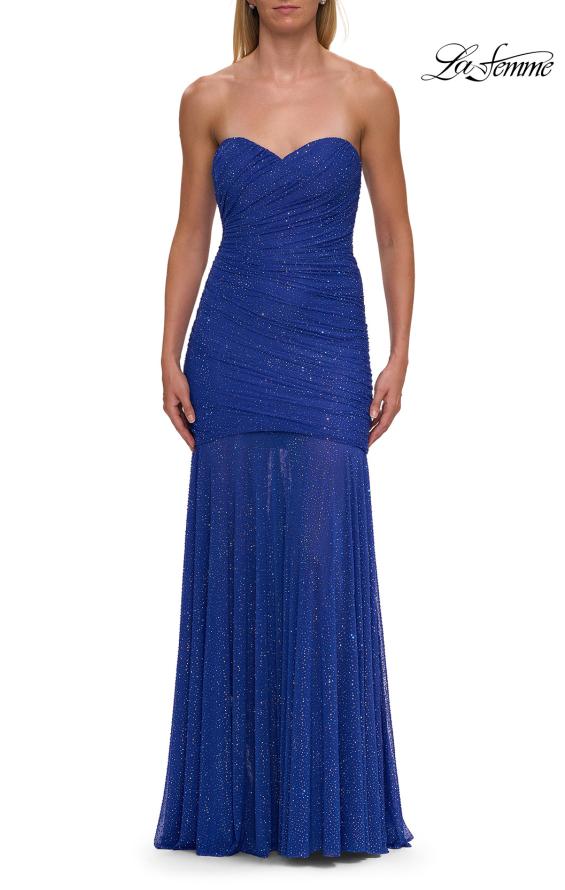 La Femme 33725 - Ruched Sweetheart Rhinestone Prom Gown Prom Dresses
