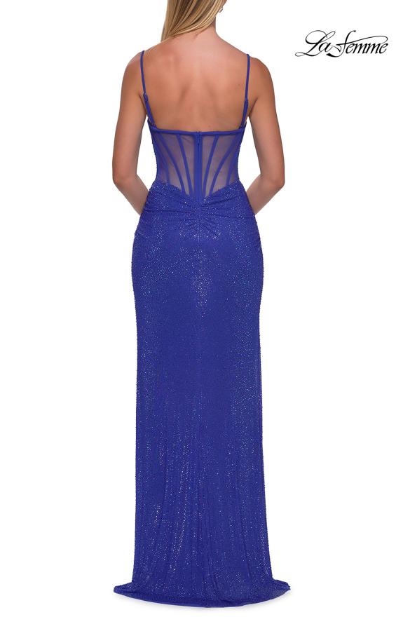 La Femme 33343 - Rhinestone Detail Spaghetti Strap Long Gown