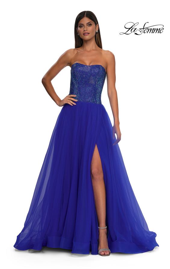 La Femme 32690 - Embellished A-Line Prom Gown with Slit