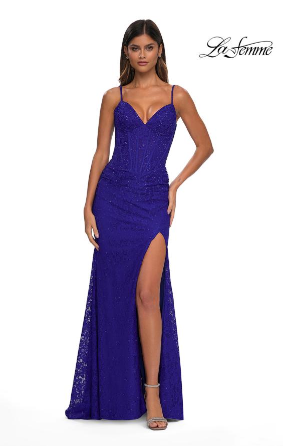 La Femme 32947 - Beaded Lace Sleeveless Prom Gown