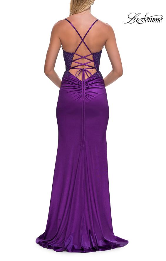 La Femme 33498 - Lace-Up Back Embellished Prom Dress