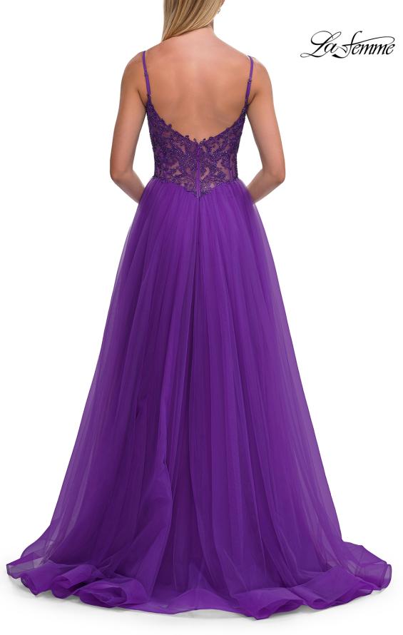 La Femme 33674 - Scoop Back Applique A-Line Gown Prom Dresses
