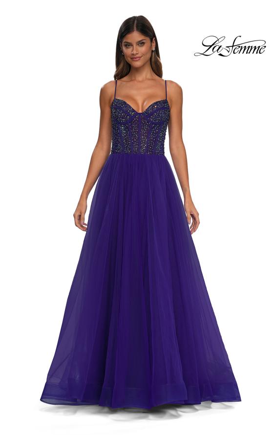 La Femme 32754 - Spaghetti Straps A-Line Prom Gown