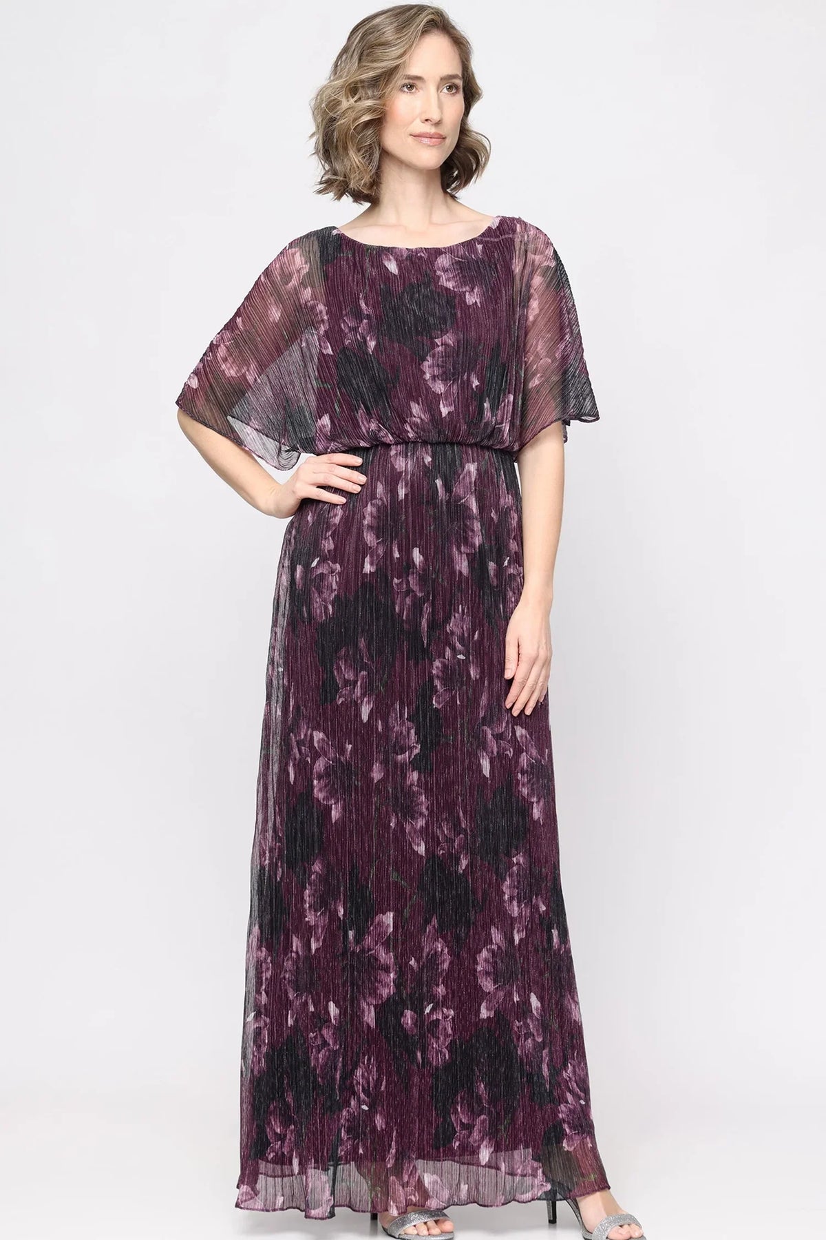S.L. Fashions Dresses (SLNY) 9455303 Printed Keyhole Back Evening Gown