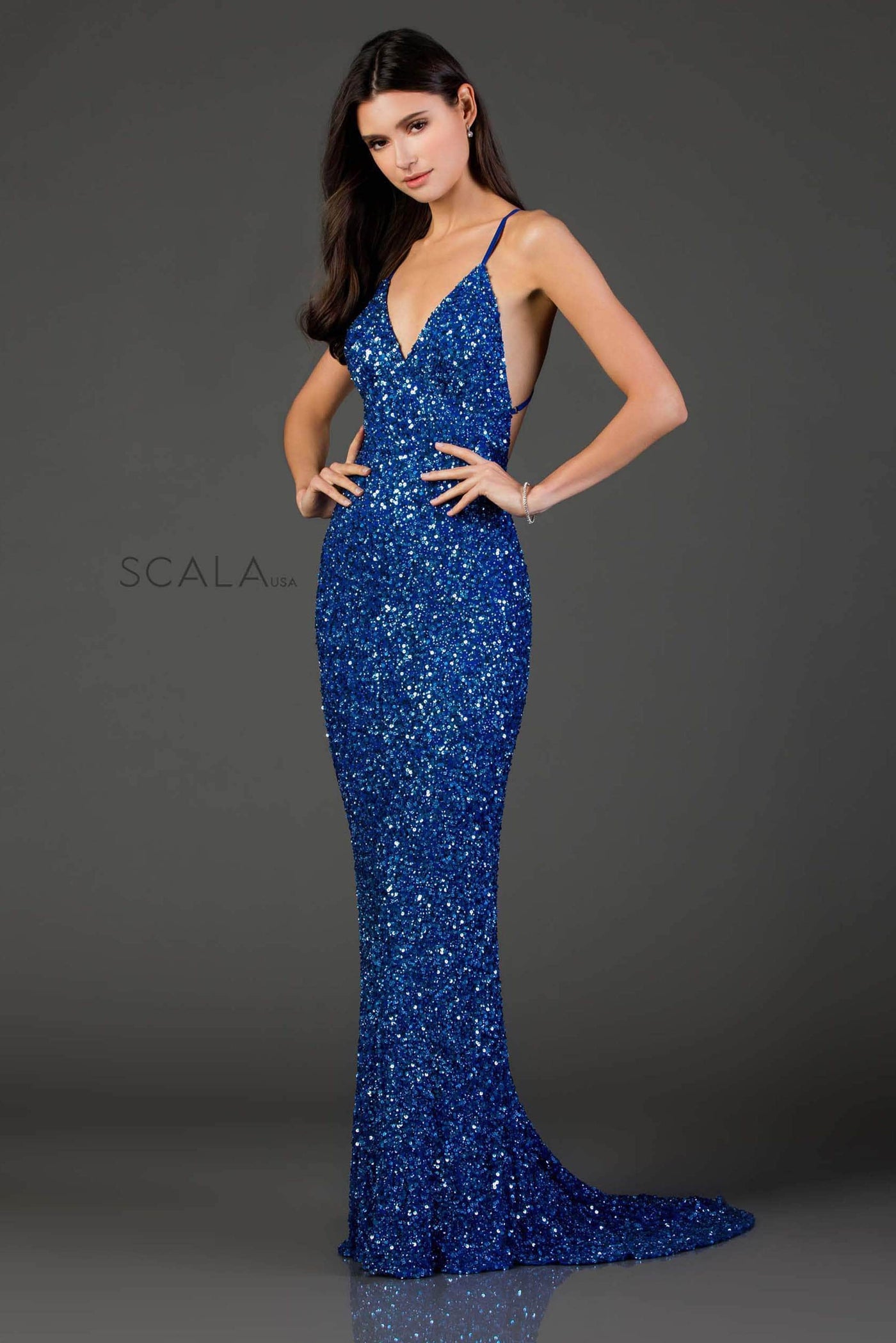 SCALA - 47551 Full Sequins Fitted Evening Gown Evening Dresses