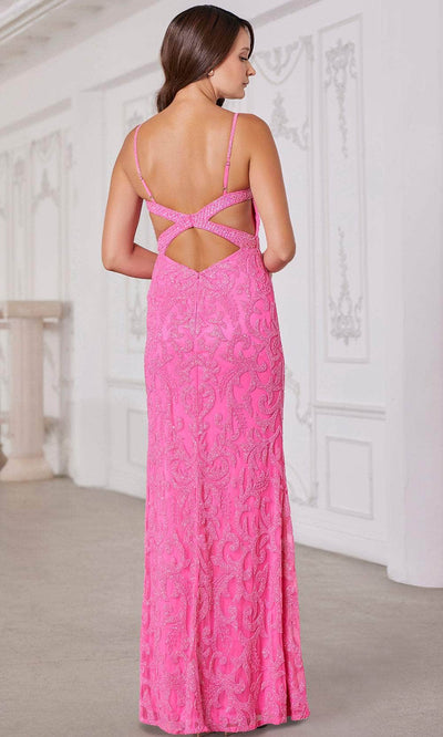 SCALA 80102 - Jeweled Deep V-Neck Evening Dress Prom Dresses