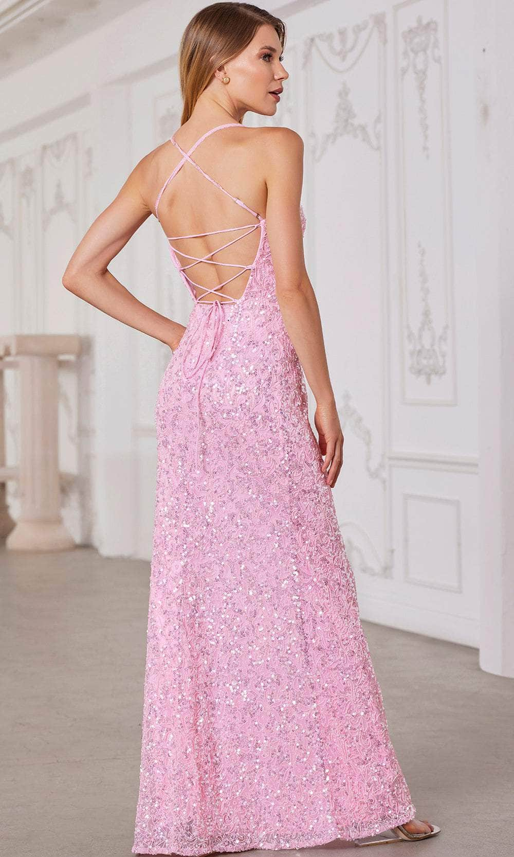 SCALA 80125 - Strappy Back Sequin Evening Dress Prom Dresses