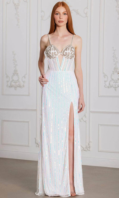 SCALA 80137 - Sleeveless Keyhole Detailed Prom Gown Prom Dresses 000 /  White