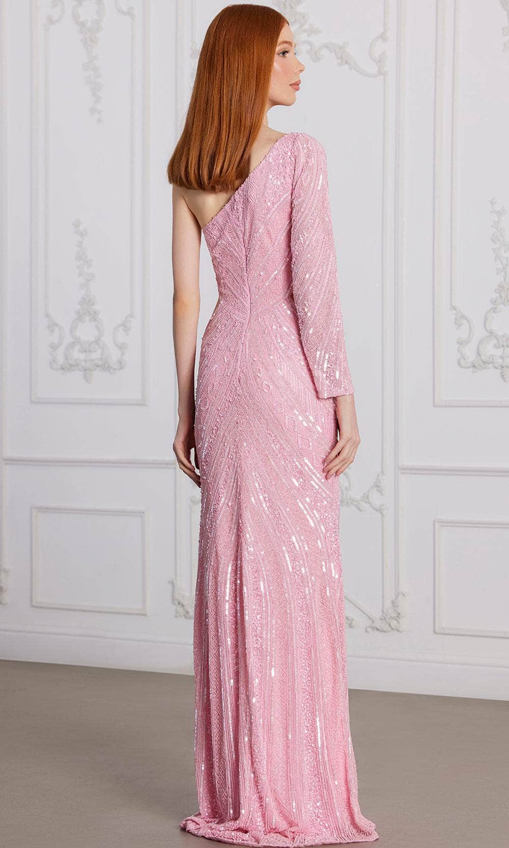 SCALA 80138 - One-Sleeve Sequined Prom Gown Prom Dresses