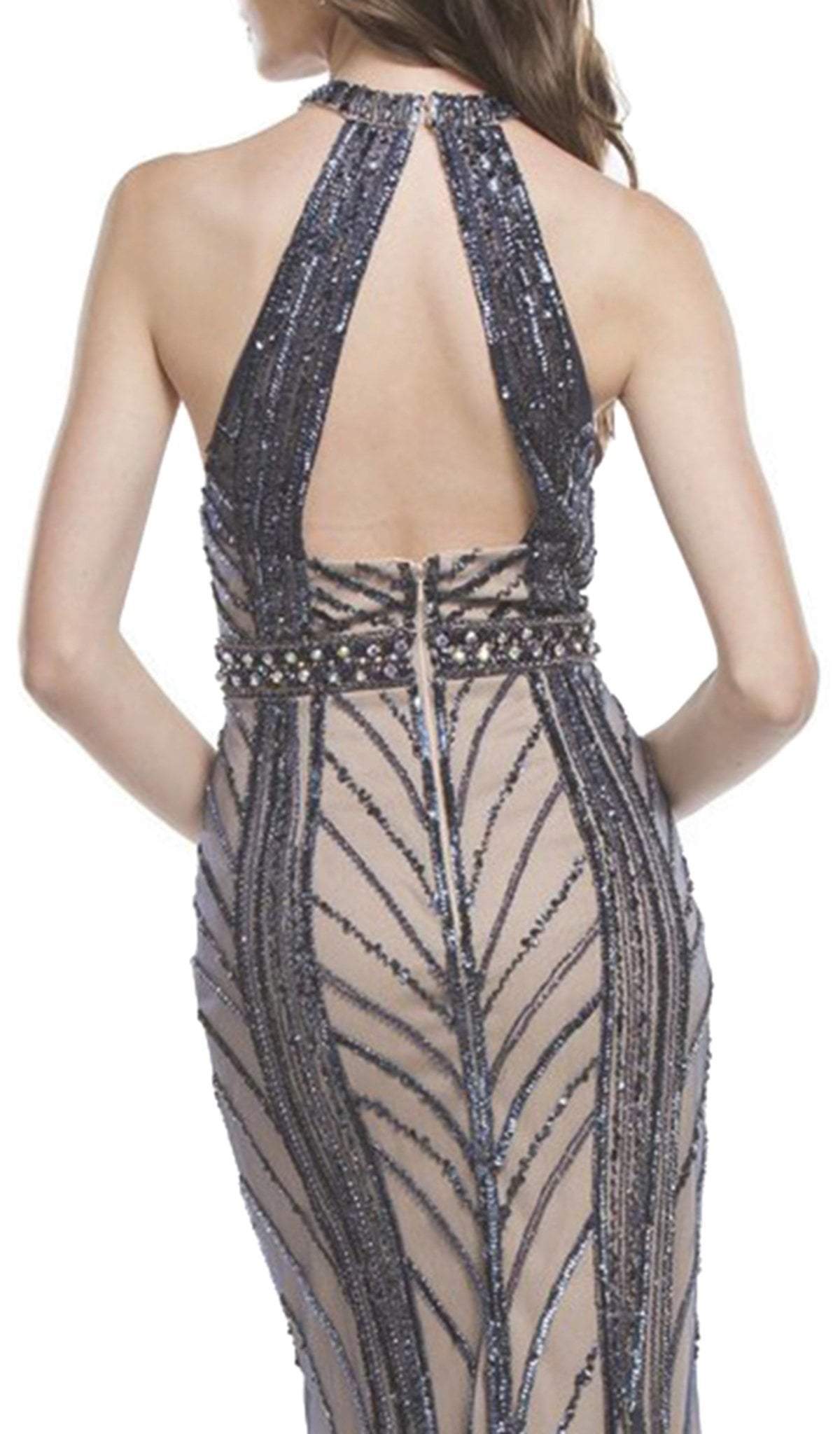 Sequined Halter Sheath Evening Dress Dress