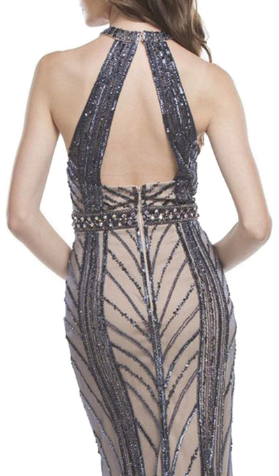 Sequined Halter Sheath Evening Dress Dress
