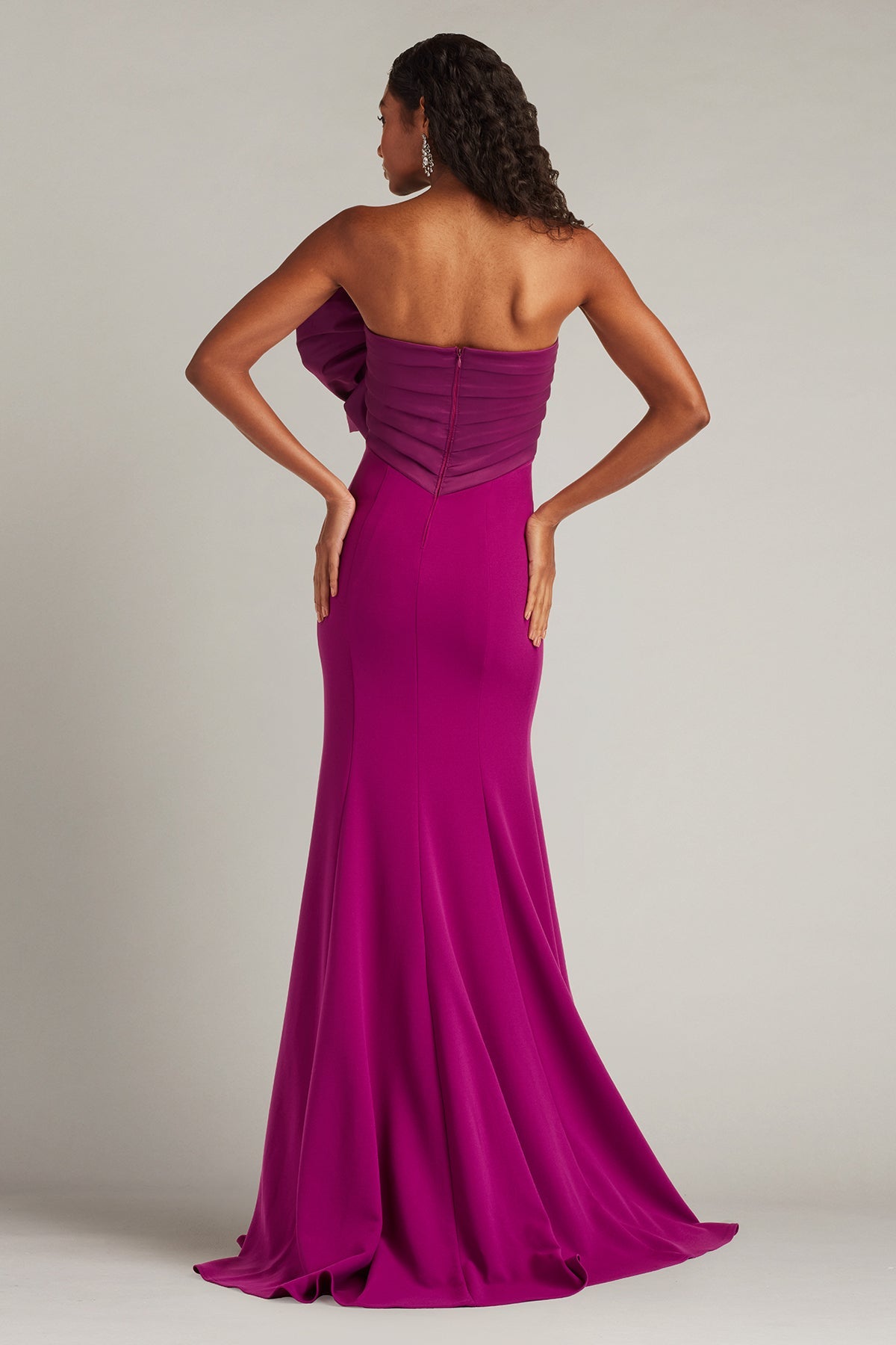 Tadashi Shoji BOS26010L - Breton Sculpted Bow Strapless Long Gown Prom Dresses in Purple  