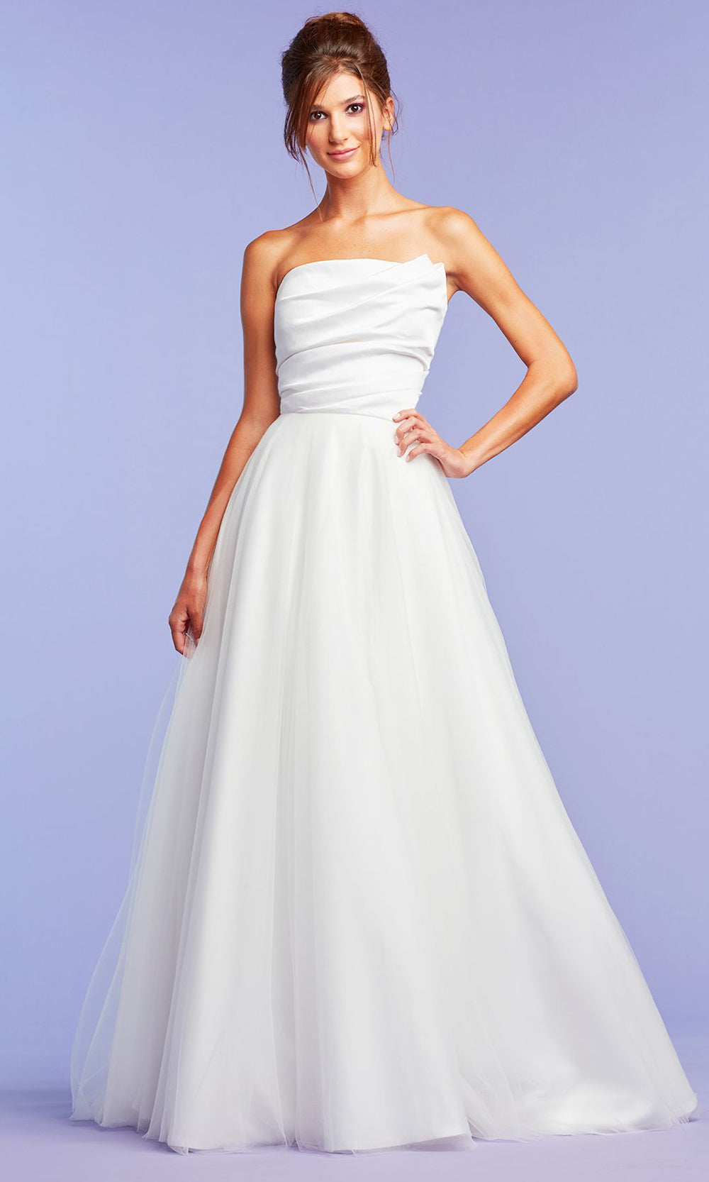 Tadashi Shoji BQN20298LBR - Strapless Ambrose Asymmetric Draped Gown Wedding Dresses in White  