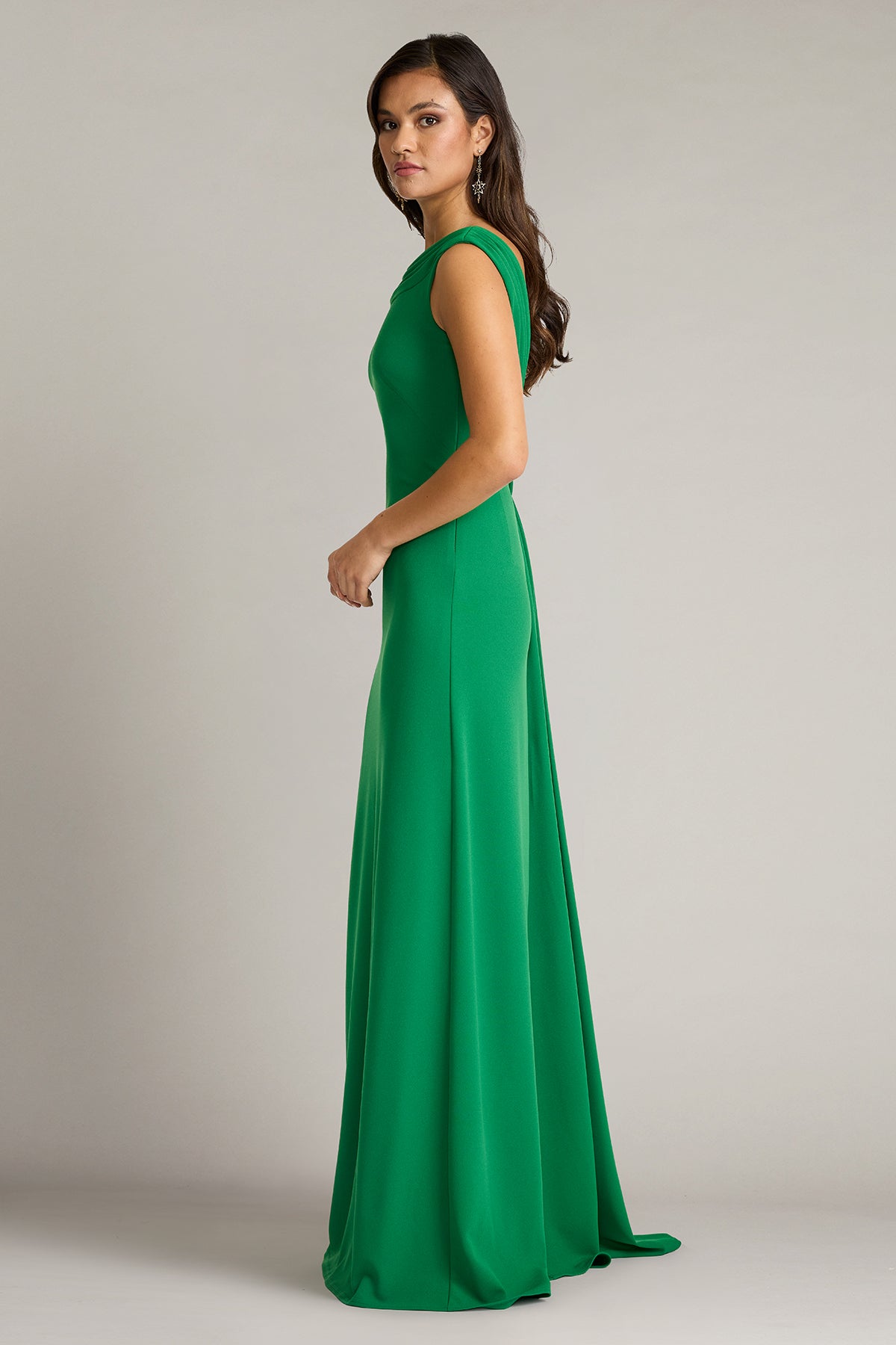 Tadashi Shoji BOS25231L - Plaza Drape Back Sheath Long Gown Mother of the Bride Dresses in Green  
