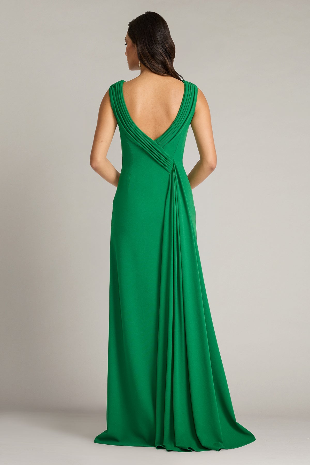 Tadashi Shoji BOS25231L - Plaza Drape Back Sheath Long Gown Mother of the Bride Dresses in Green  