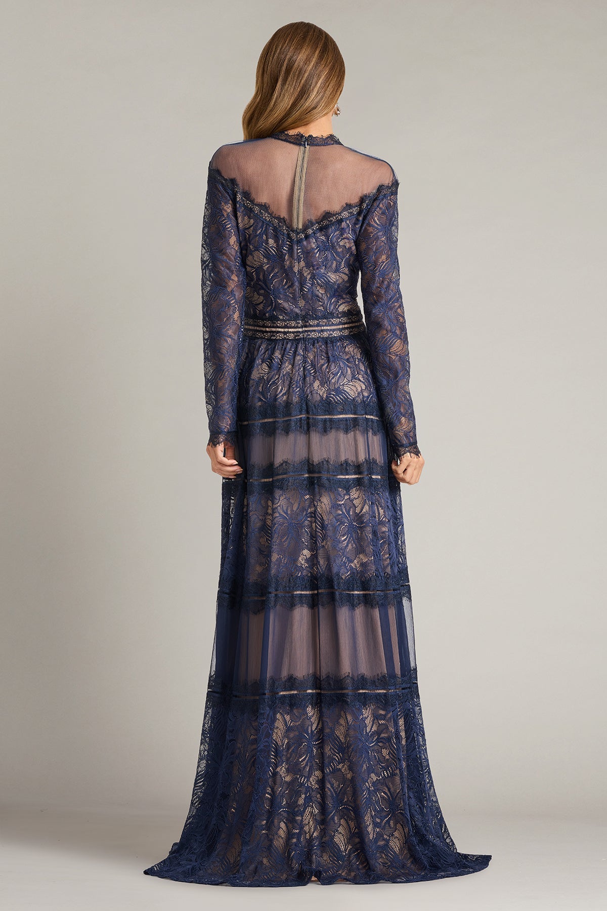 Tadashi Shoji CKI26361L - Debore Orchid Lace A-Line Evening Gown Mother Of The Bride Dresses in Blue and Neutral