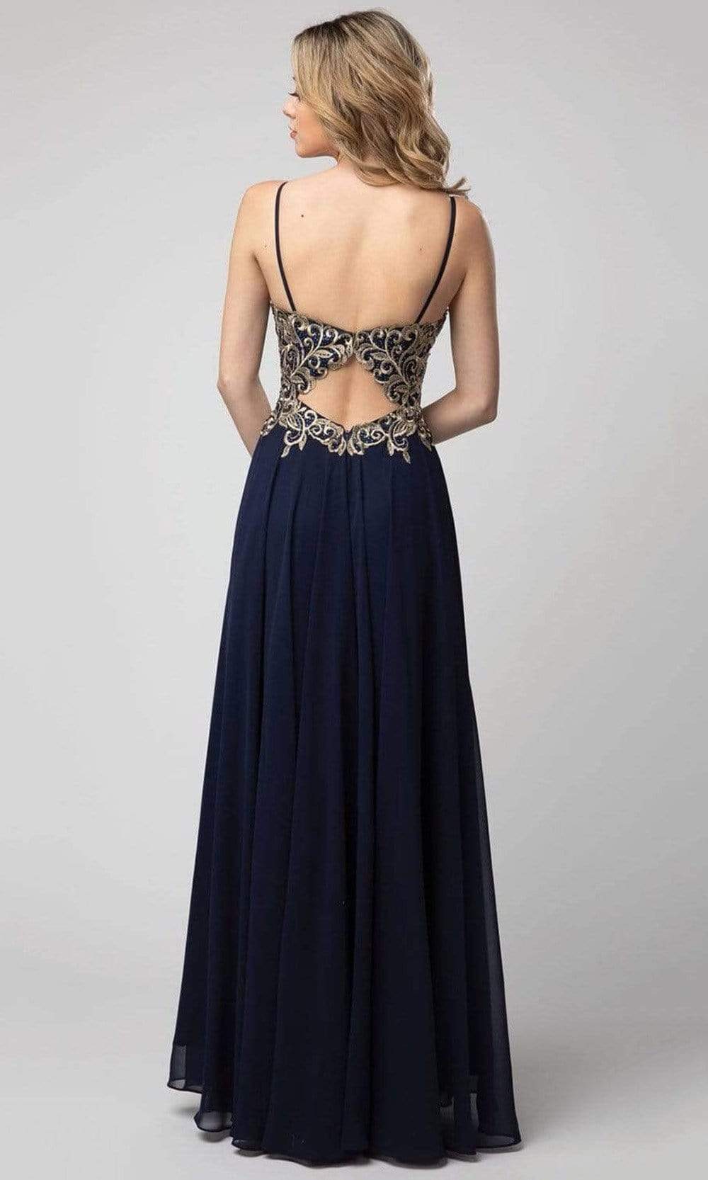 Shail K - Sweetheart Gilt-Embroidered Bodice Dress 937 - 1 pc Mauve In Size XS and 1 pc Navy in Size XS Available CCSALE