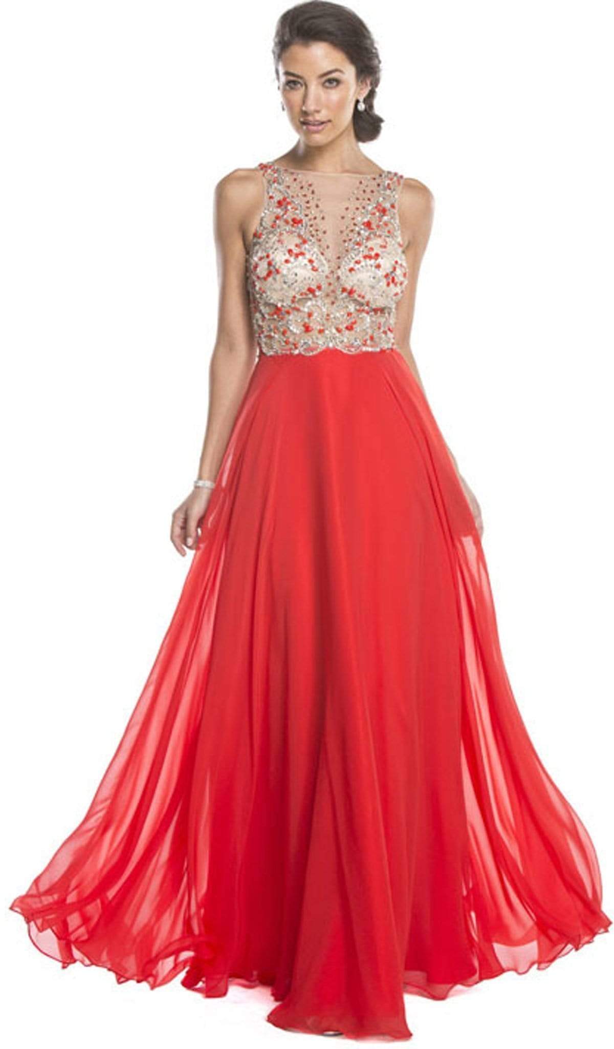 Sheer Embellished A-Line Evening Dress Evening Dresses