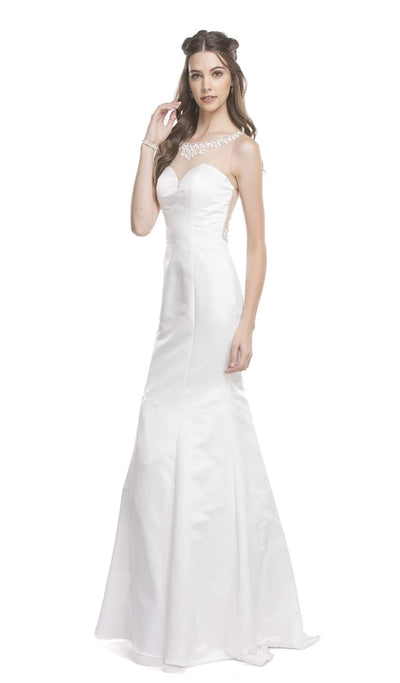Sheer Fitted Trumpet Evening Gown Evening Dresses XXS / Off White