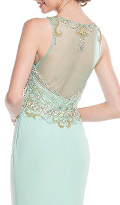 Sheer Jewel Neck Prom Sheath Dress Dress