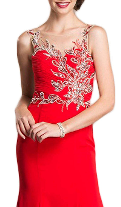Sheer Sleeveless Embellished Evening Gown Evening Dresses