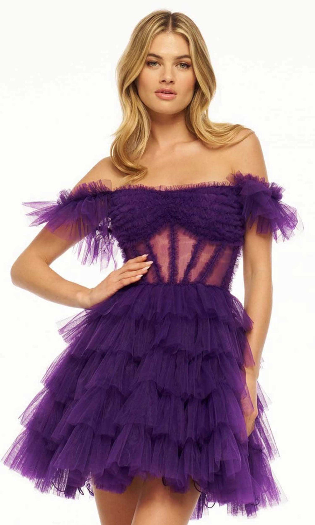 Sherri Hill 56050 - Ruffle Detailed Off-Shoulder Cocktail Dress