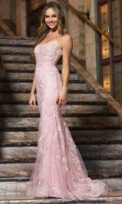 Sherri Hiill 55200 - Scoop Neck Embroidered Evening Gown Evening Dresses 00 / Pink