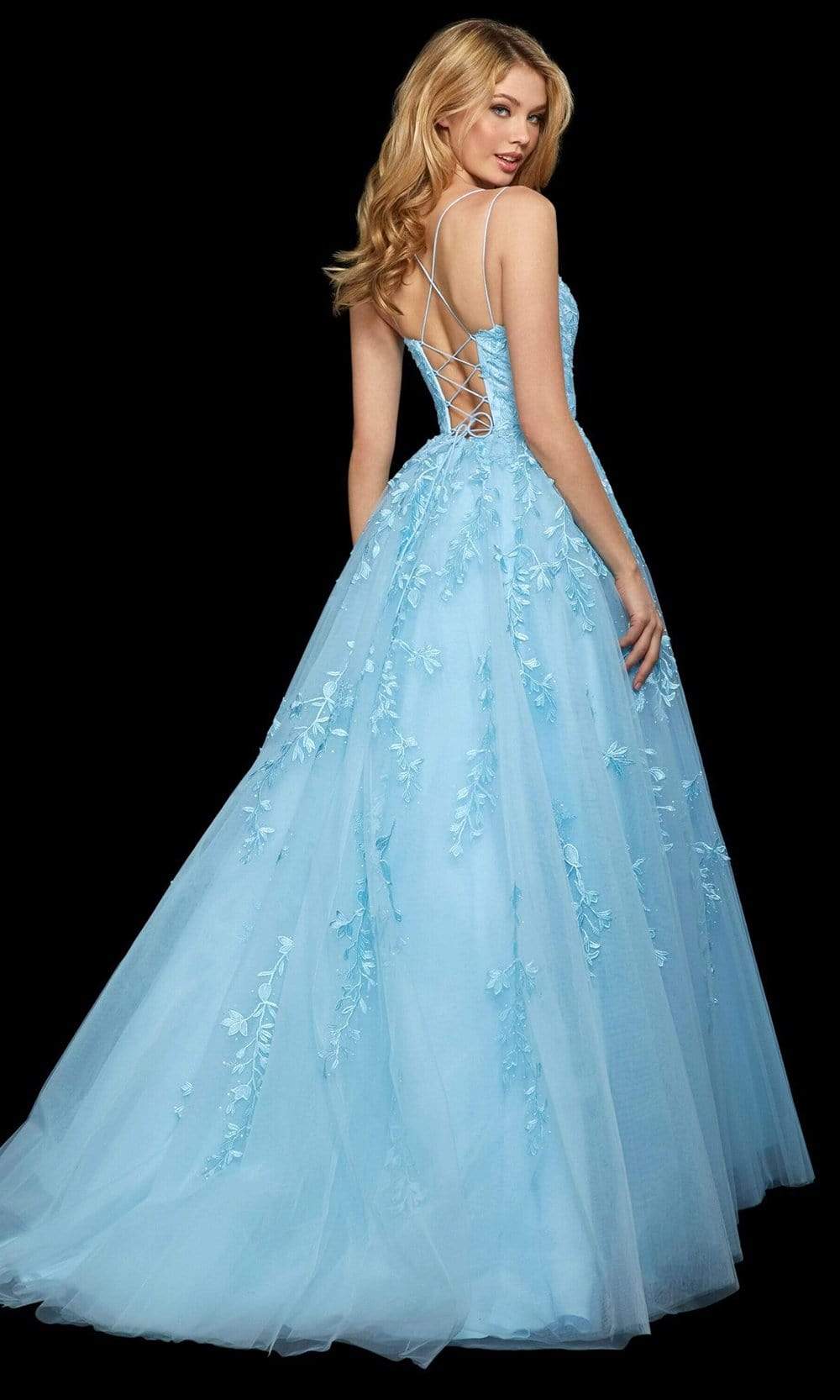 Sherri Hill - 53116 Floral Lace Appliqued Lace-up Ballgown Ball Gowns